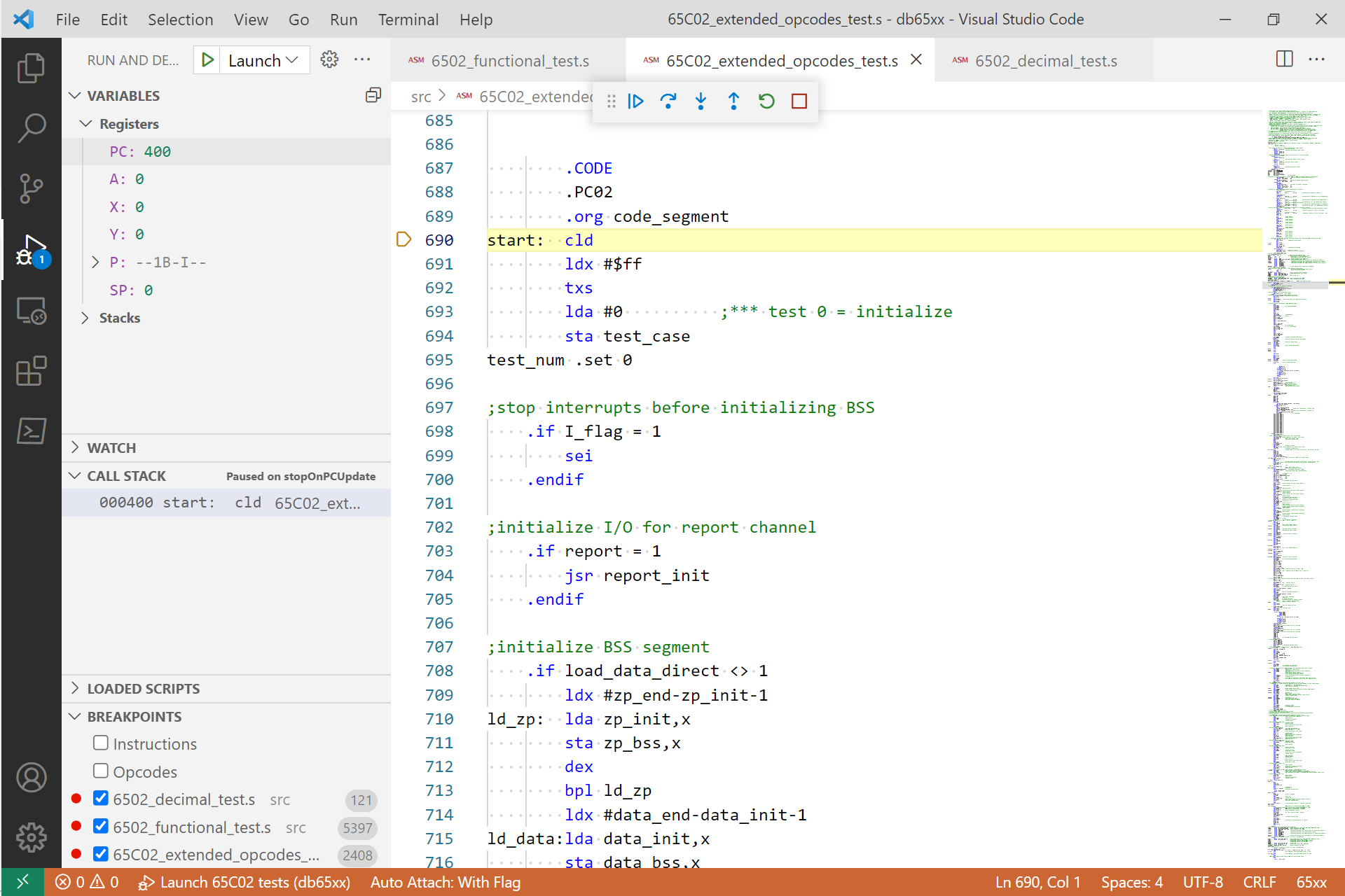 Start of 65C02 tests
