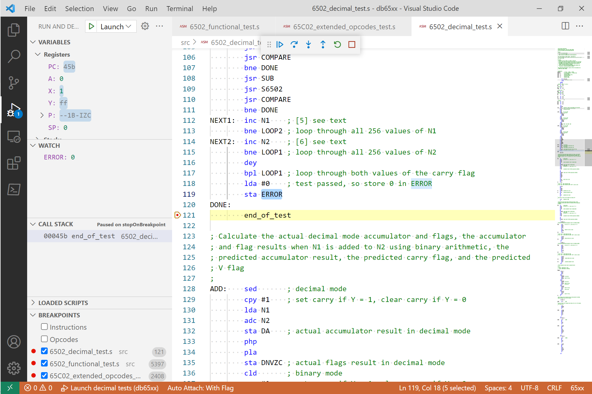 End of decimal mode tests